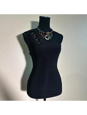 Y2K Grunge Black One Shoulder Cami Top